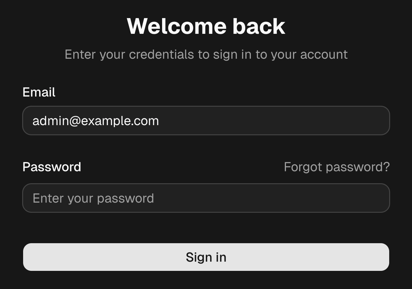 Sign in form